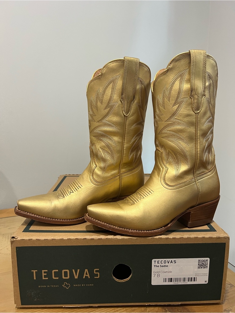 Tecovas The Sadie Metallic Gold  Western Heeled Boots Gold US 7